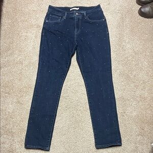 Levi's Women's Dark Blue Skinny Jeans with Stud Accents